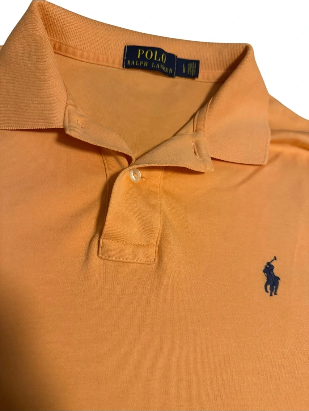 Polo by Ralph Lauren Peach Short Sleeve Classic Golf Polo Shirt Navy Pony Logo